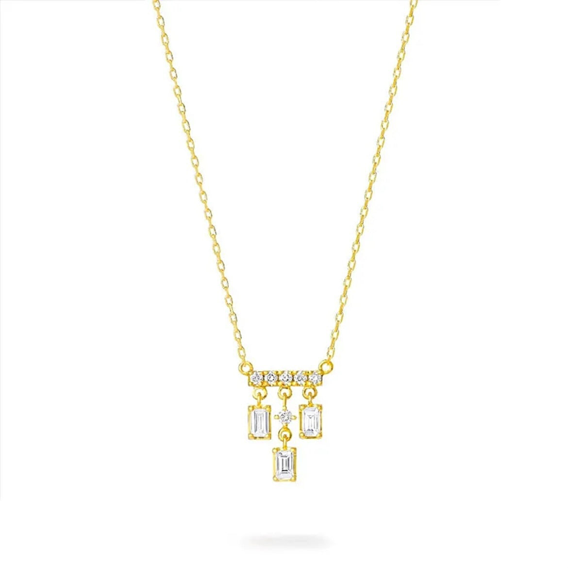 Rectangle diamond pendant necklace 