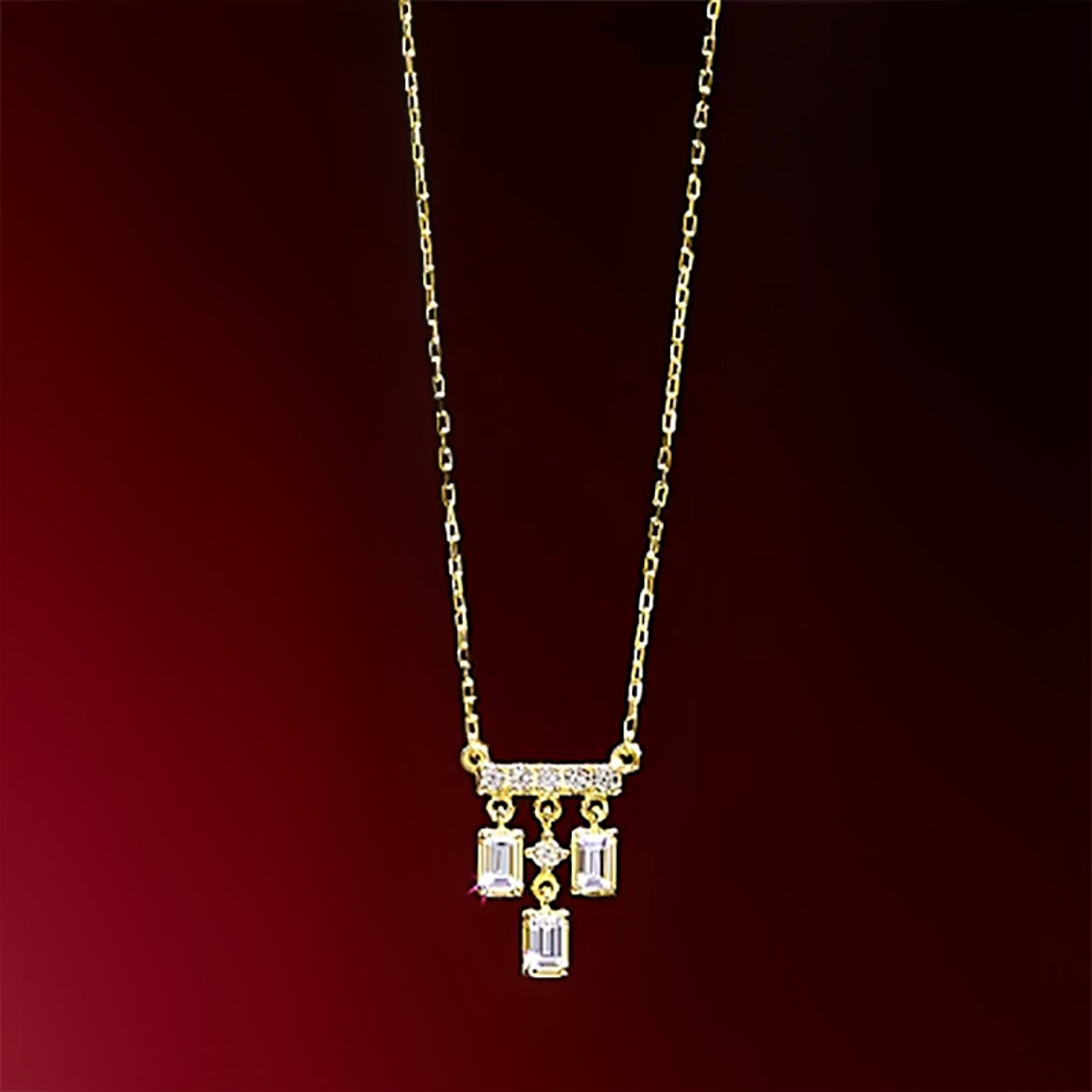 Rectangle diamond pendant necklace 