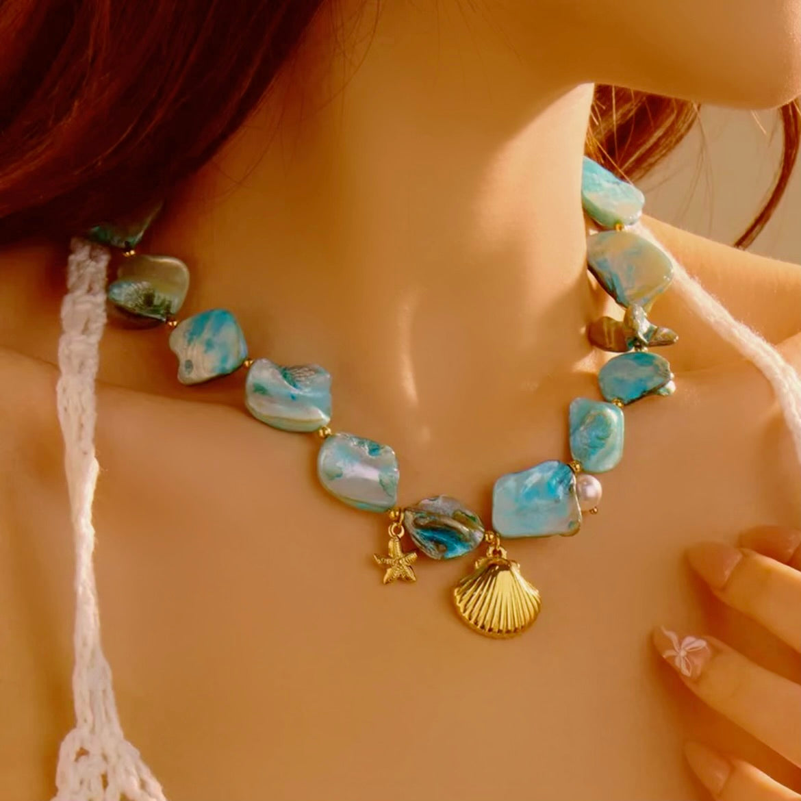Blue shell necklace 