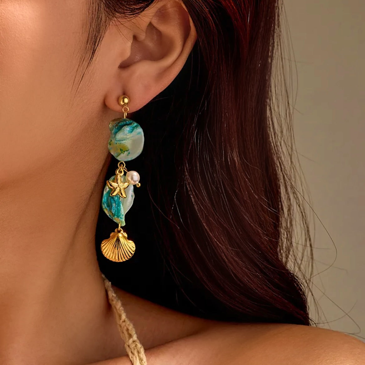 Blue shell earrings 