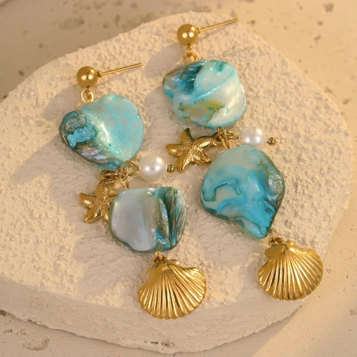 Blue shell earrings 