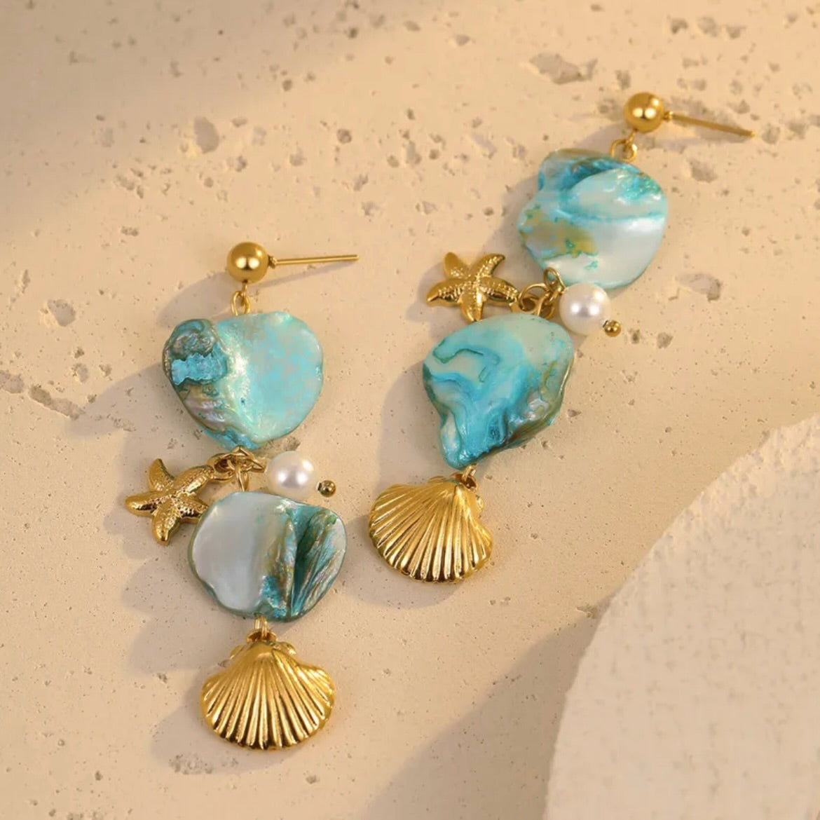 Blue shell earrings 