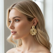 Gold Crinkle Disc Earrings