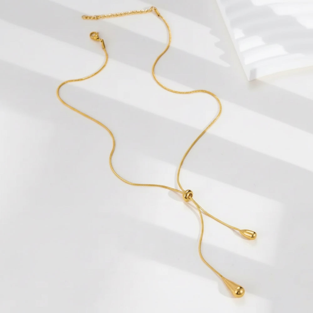 Water Drop Y-Lariat Necklace | Gold