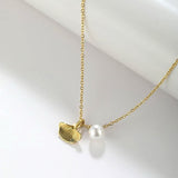 Gold Fish Tail Pearl Necklace