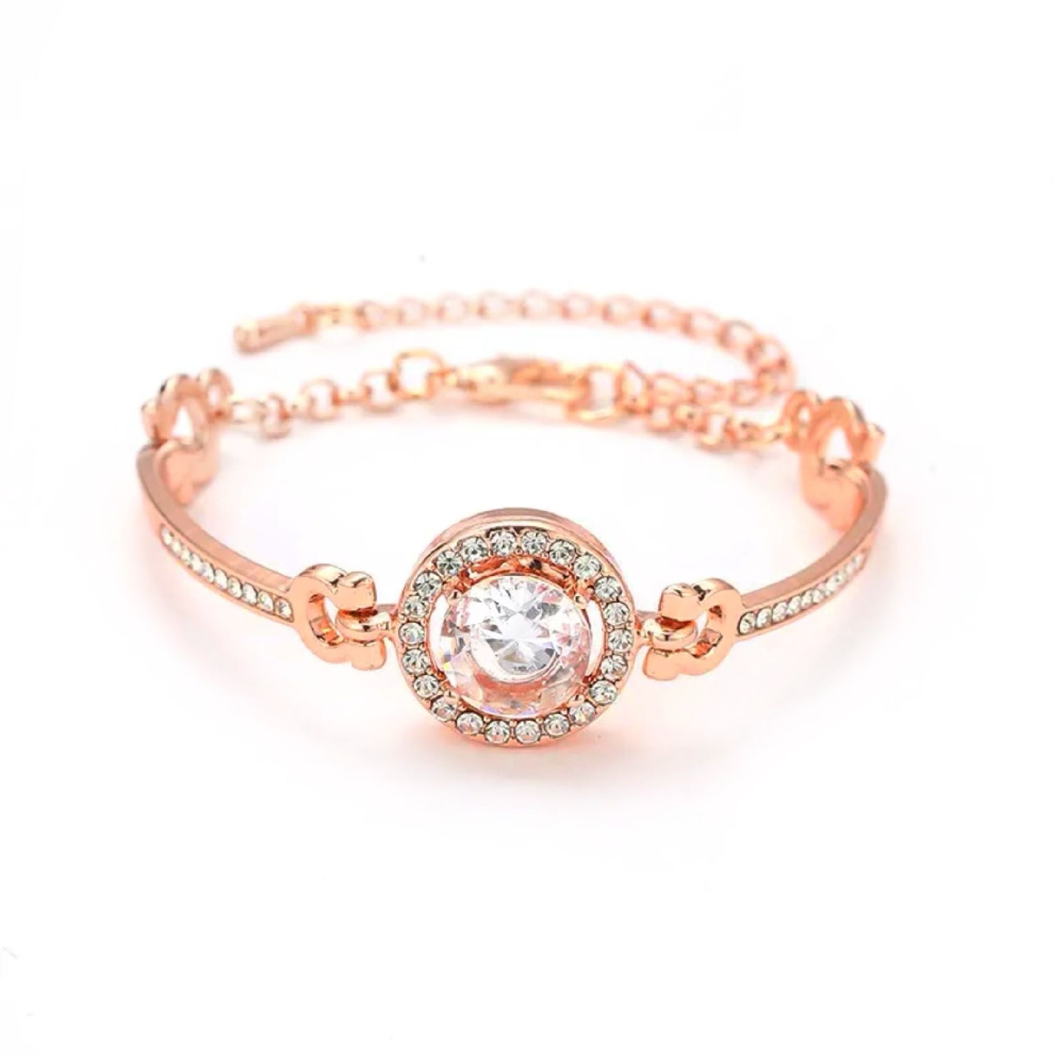 Rose gold diamond pendant bracelet 