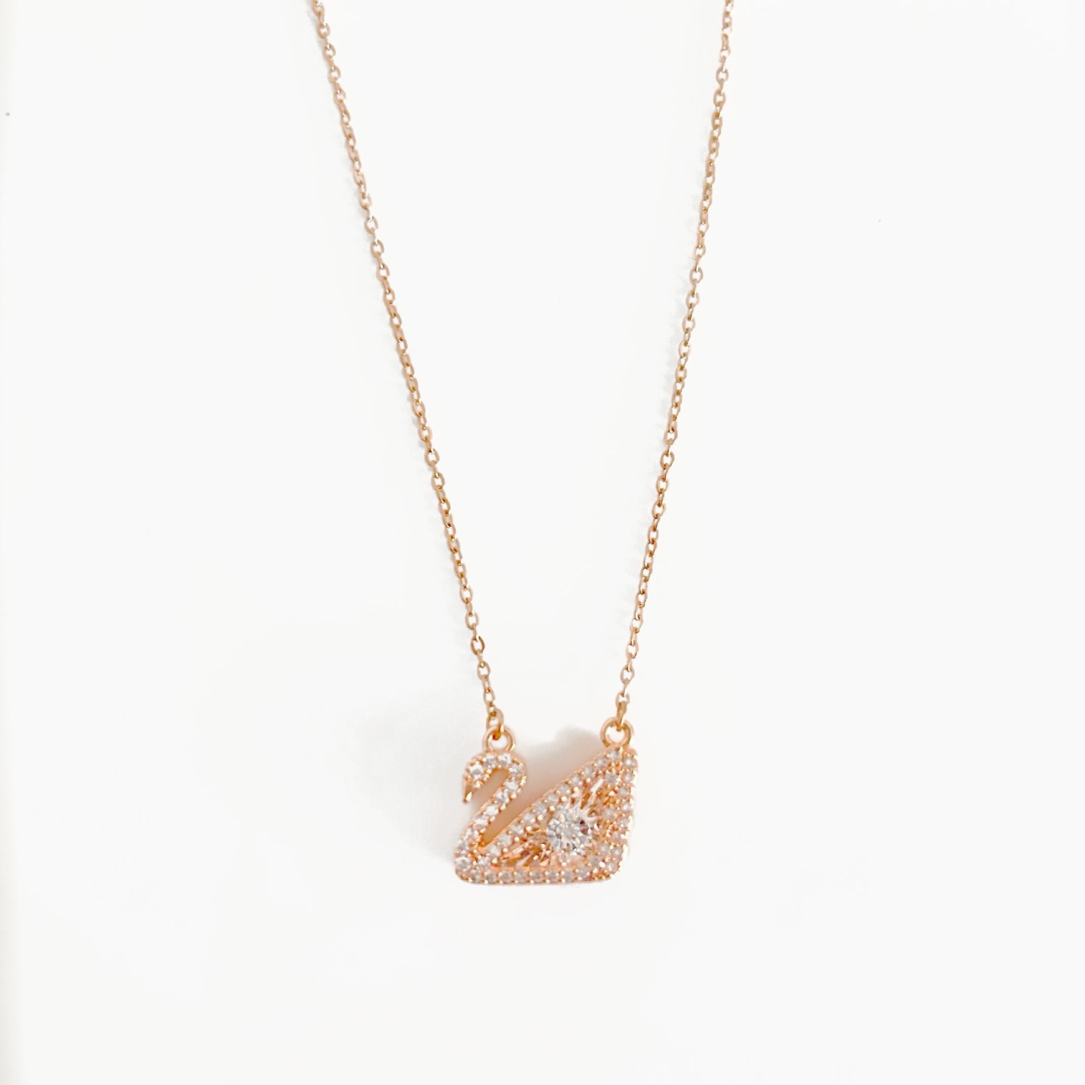 Rose gold swan necklace 