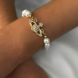 Gold Orb Pearl Bracelet