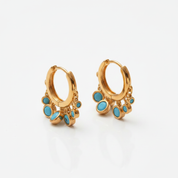 Turquoise Bezel Huggie Earrings – Gold Vermeil