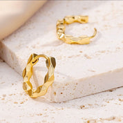 Gold Twist Huggie Hoop Earrings