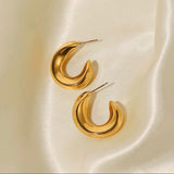 Gold Curve Hoop Earrings