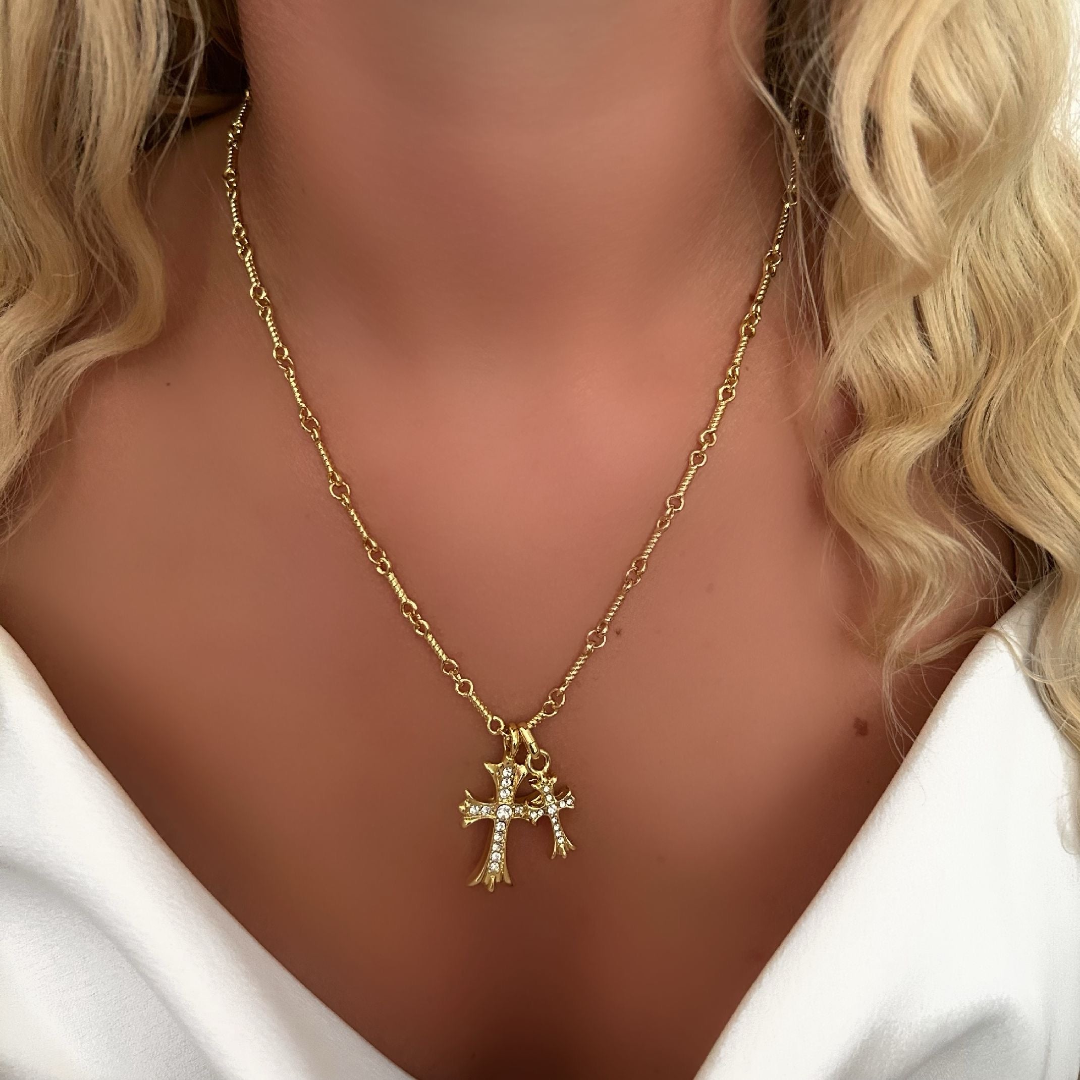 The Double Cross Necklace | By Evette Santos
