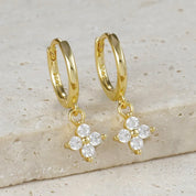 Diamond flower huggie earrings 