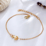 Gold charm anklet set 