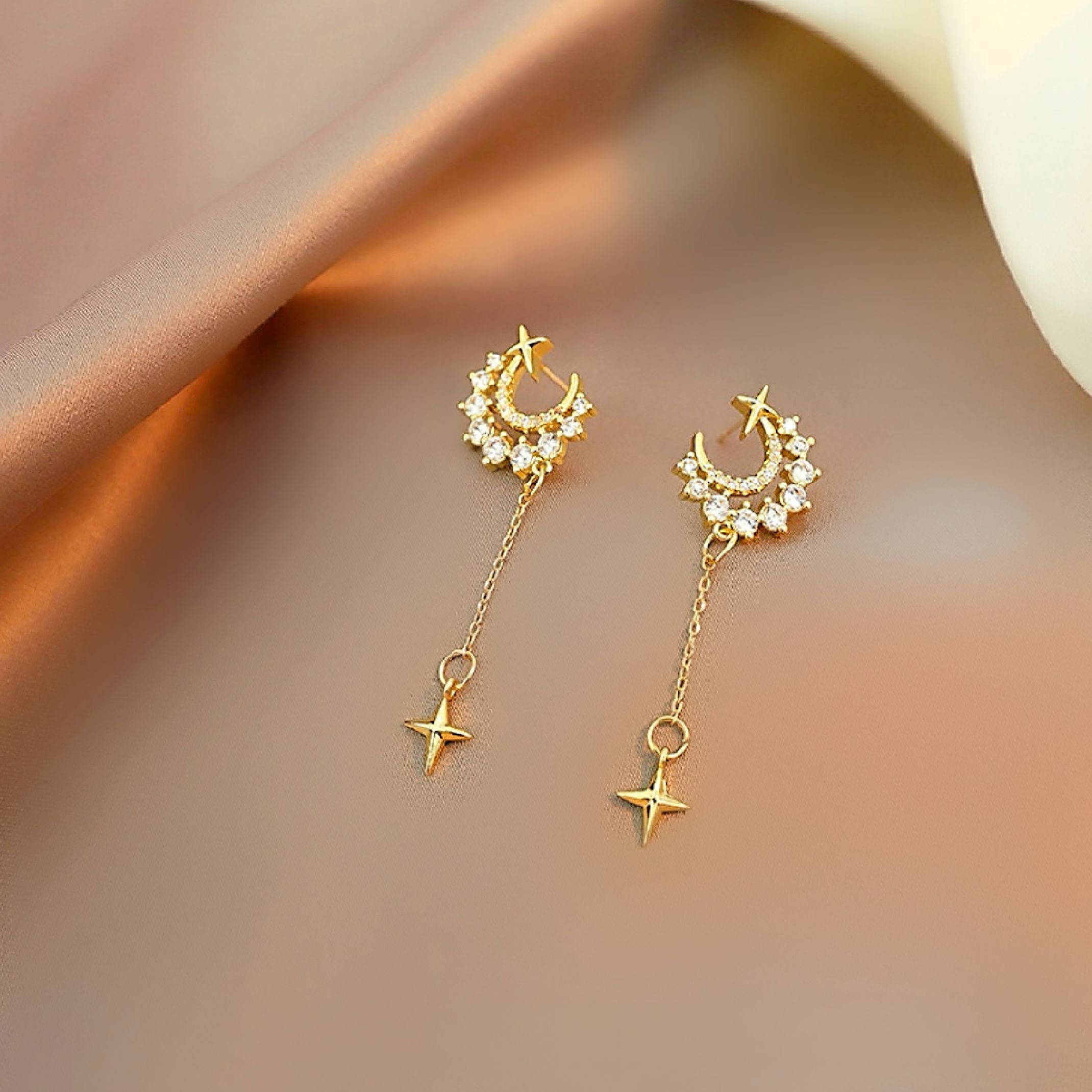 Dangling on sale moon earrings