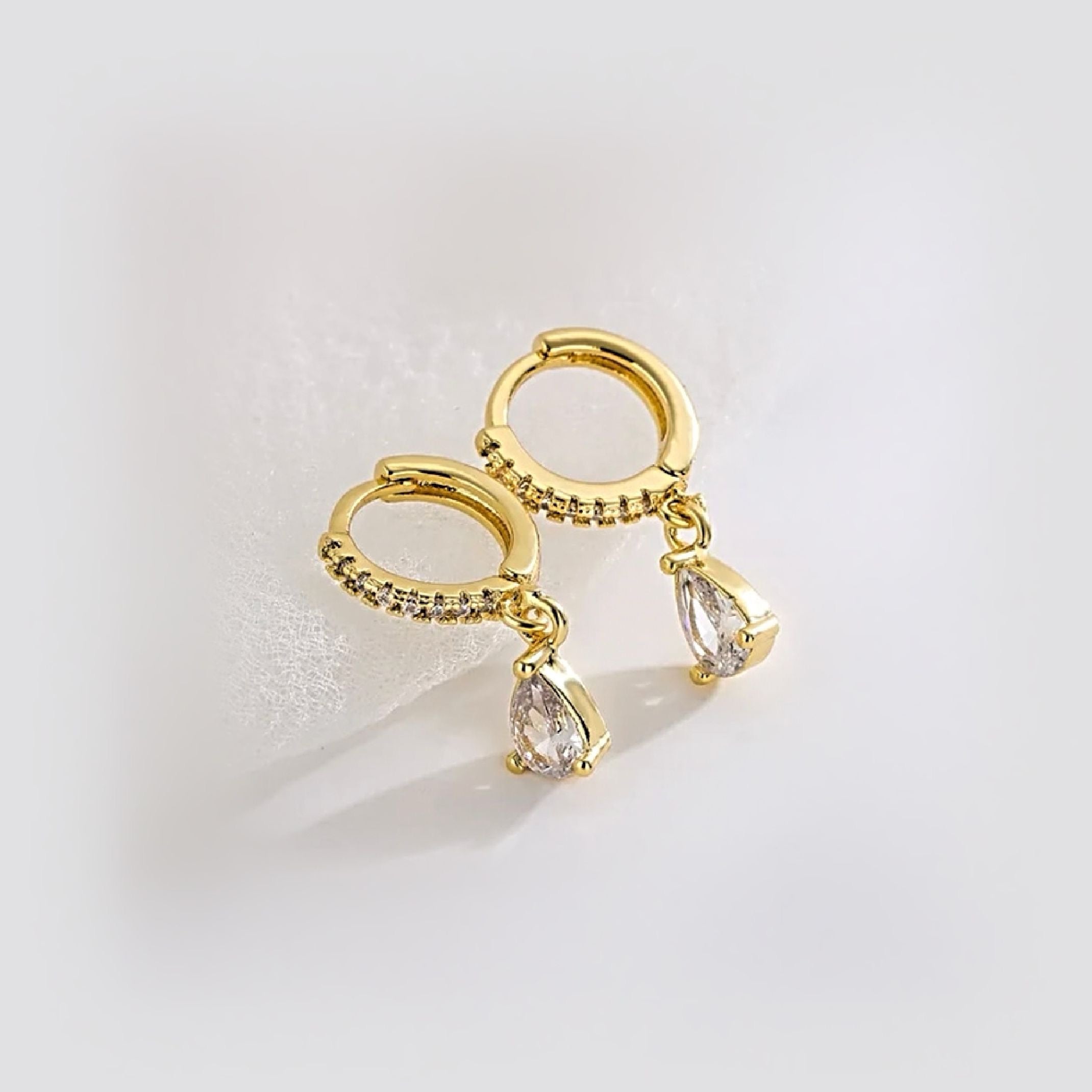 Teardrop Diamond Huggie Earrings