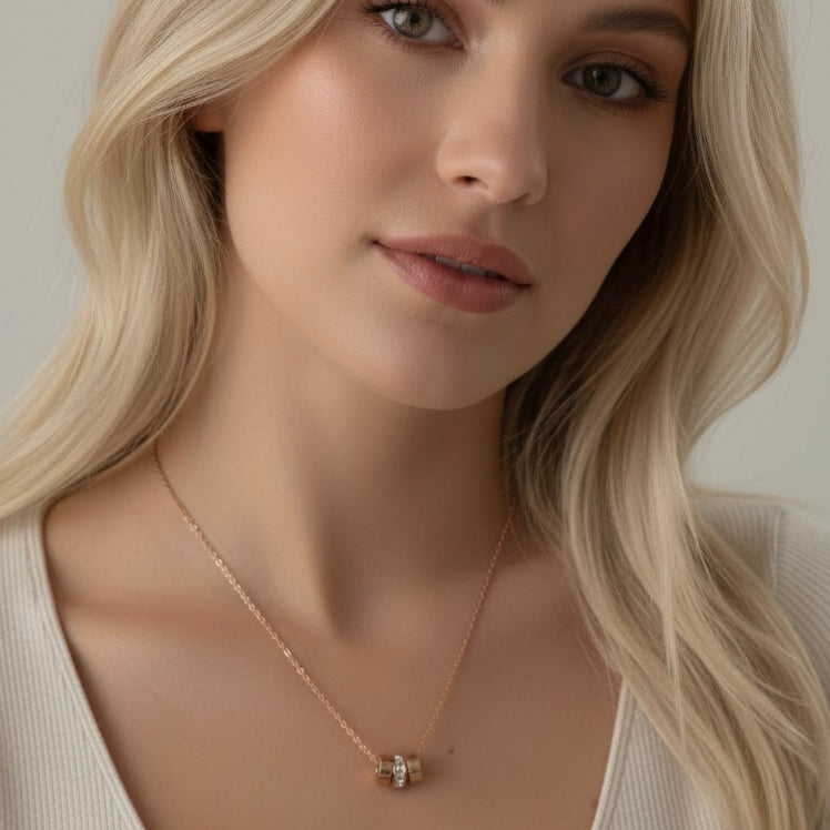 Rose Gold Diamond Ring Necklace