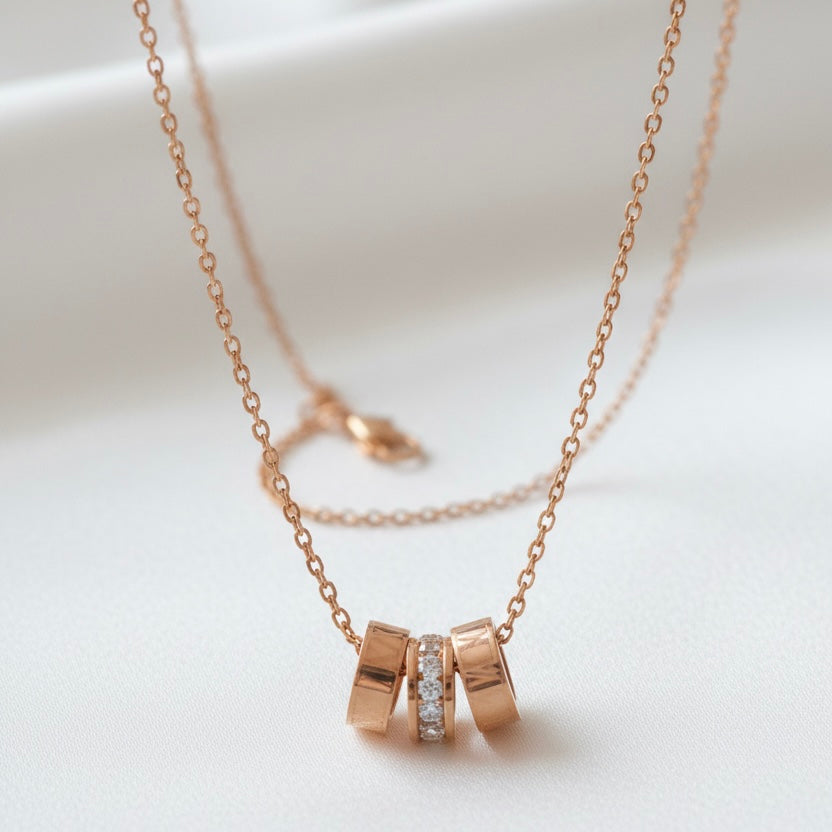Rose Gold Diamond Ring Necklace
