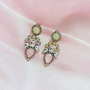 Pink and green gem earrings 