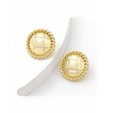 Gold Quilted Button Earrings