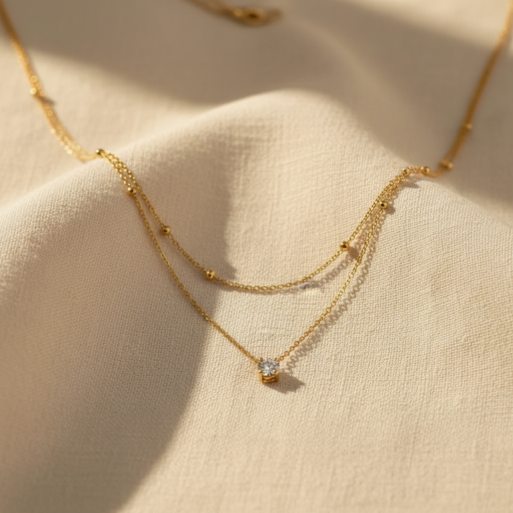 Diamond Pendant Layered Necklace