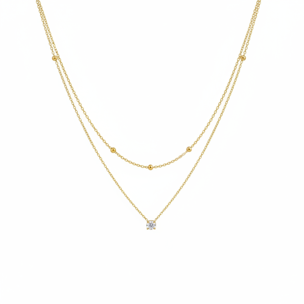 Diamond Pendant Layered Necklace