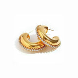 Gold Diamanté C Hoop Earrings
