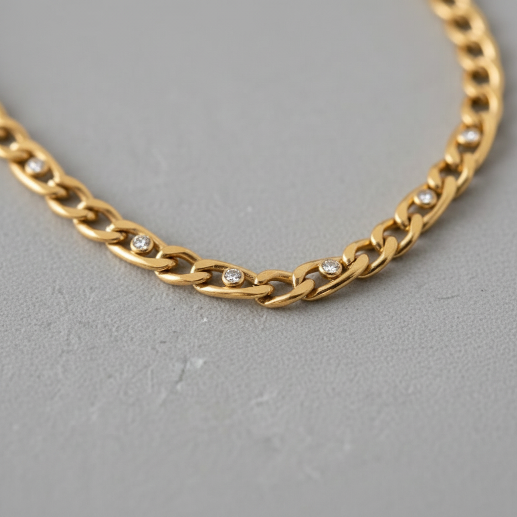 Embellished Gold Figaro Chain