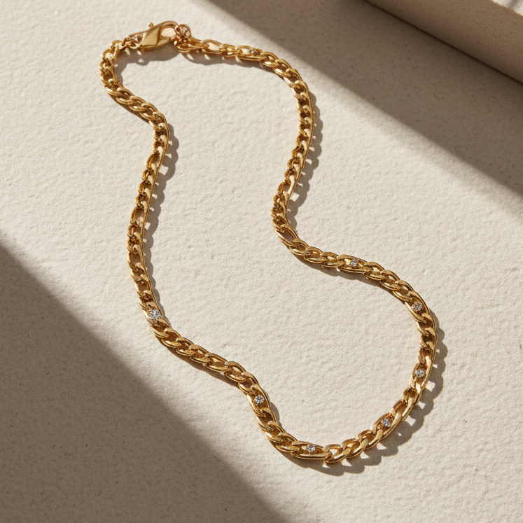 Embellished Gold Figaro Chain