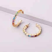 Rainbow hoop earrings 