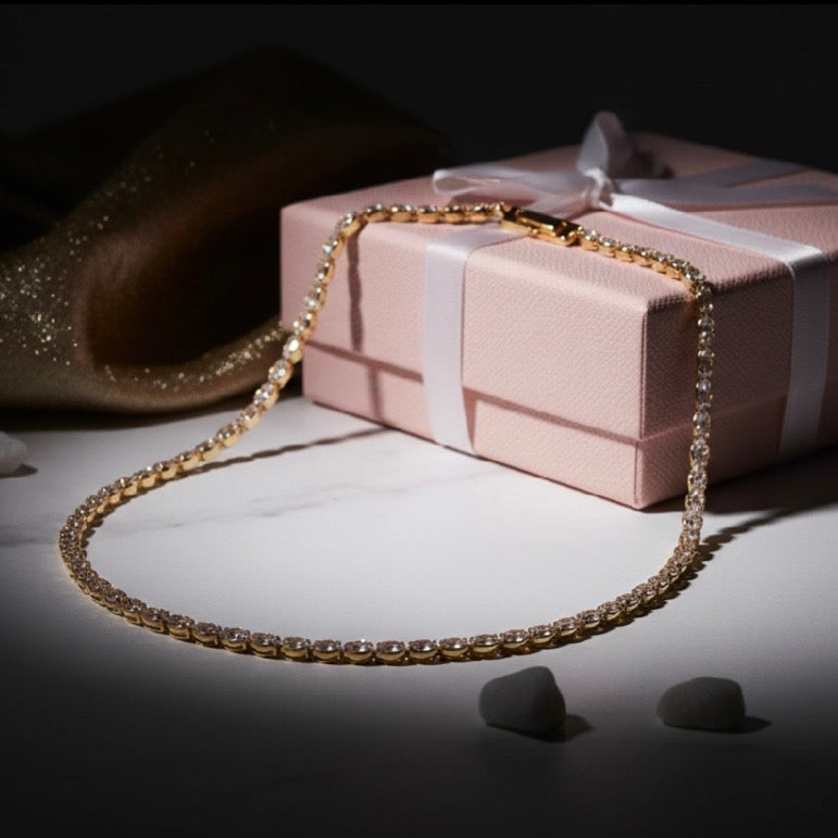 Oval Diamond Tennis Necklace