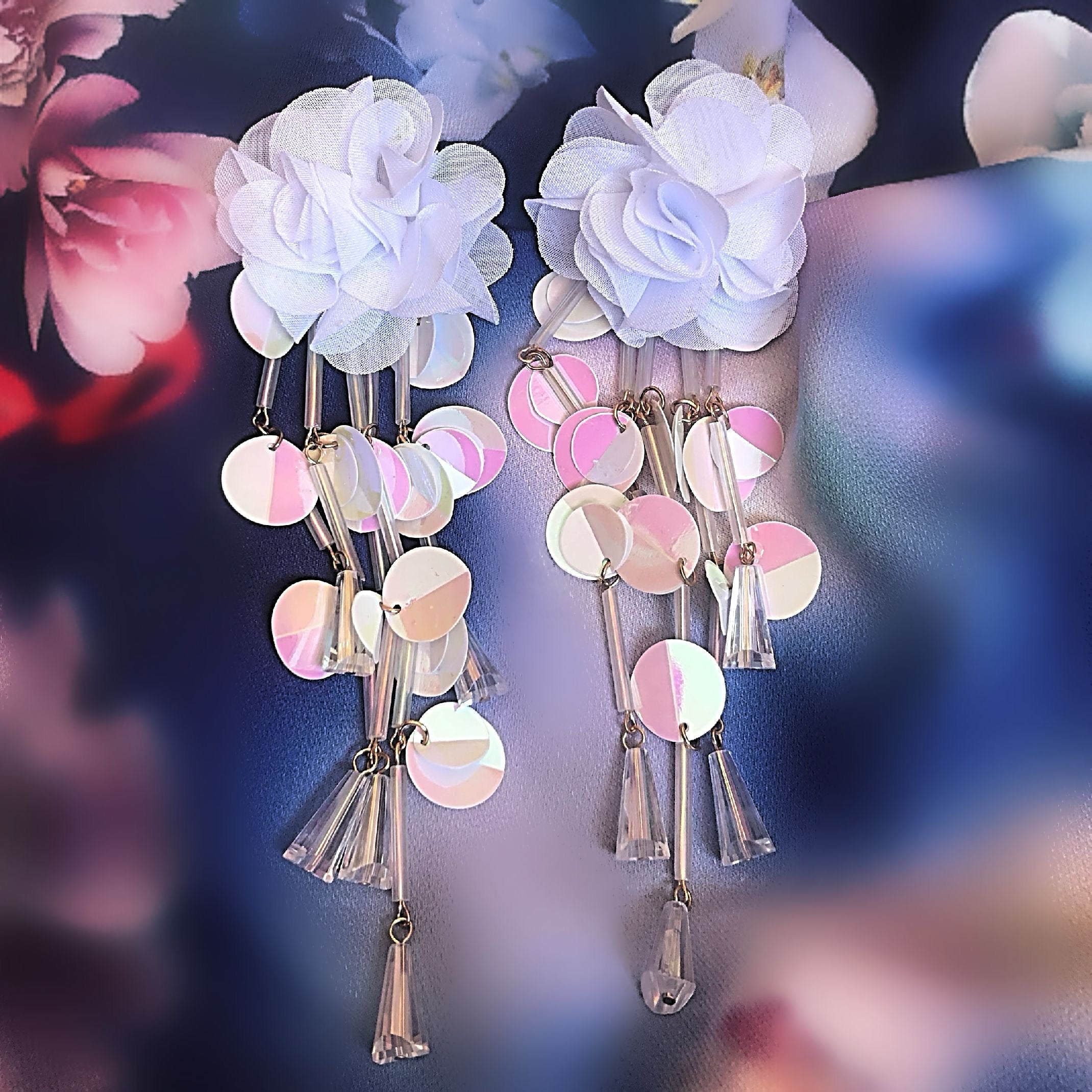 White flower earrings 