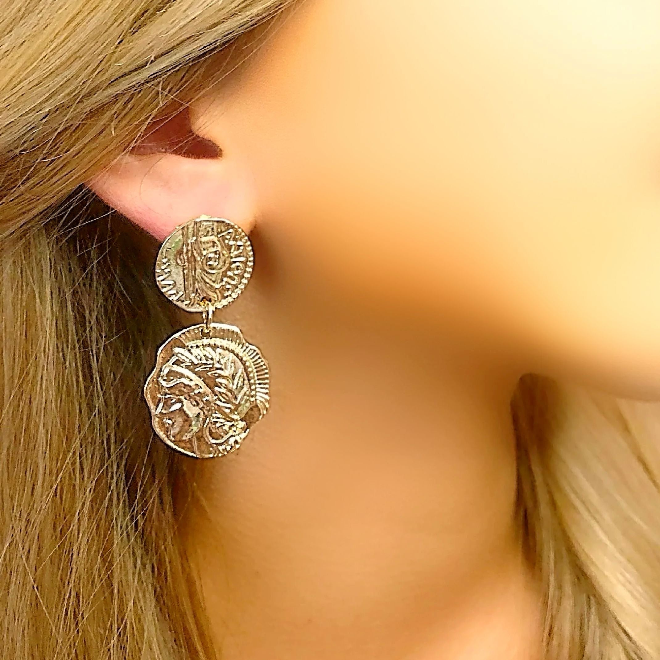 Gold coin deals dangle earrings