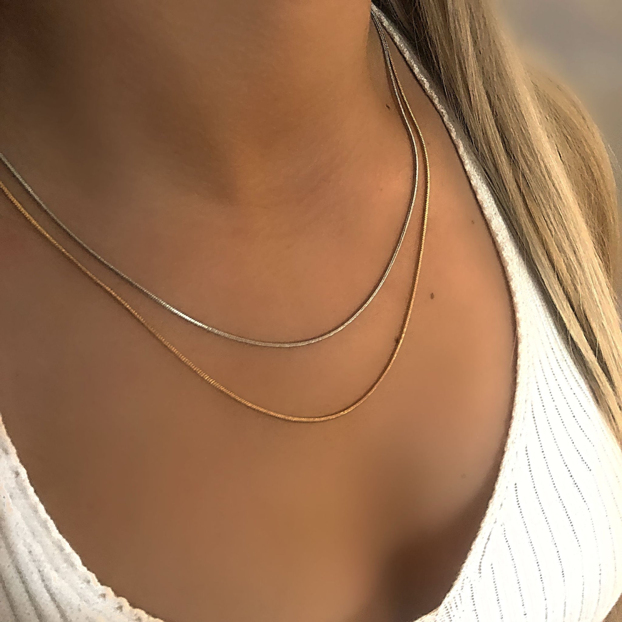 Dainty Gold Silver Chains Silver Gold Necklace – Gorge Malorge