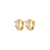 Triple Crystal Huggie Hoop Earrings