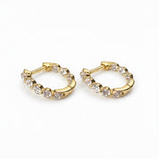 Gold Crystal Huggie Earrings