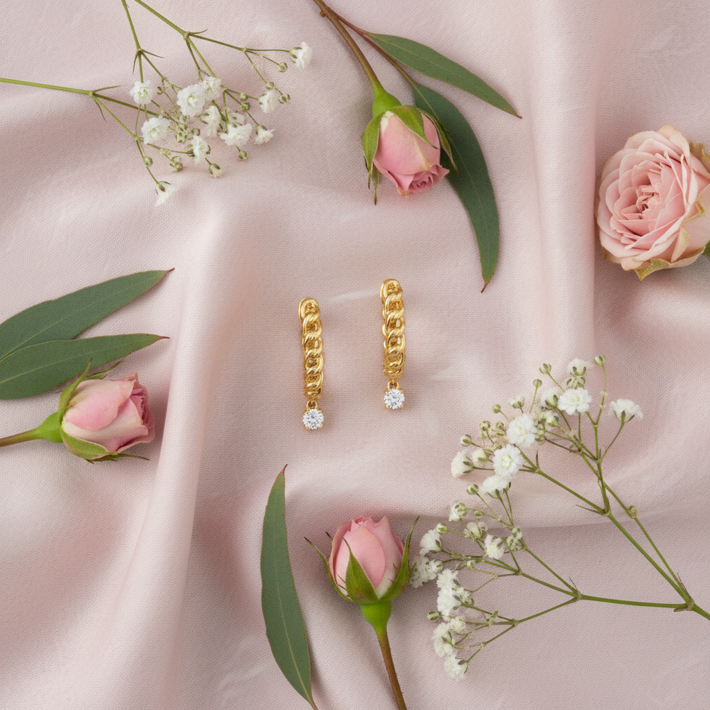 Gold Diamond Huggie Earrings