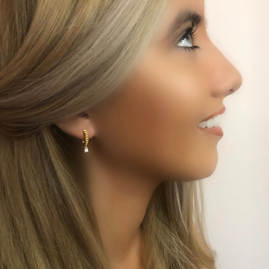 Gold Diamond Huggie Earrings
