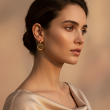 18K Gold Triple Ring Earrings