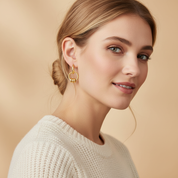 18K Gold Triple Ring Earrings