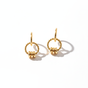 18K Gold Triple Ring Earrings