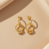 18K Gold Triple Ring Earrings
