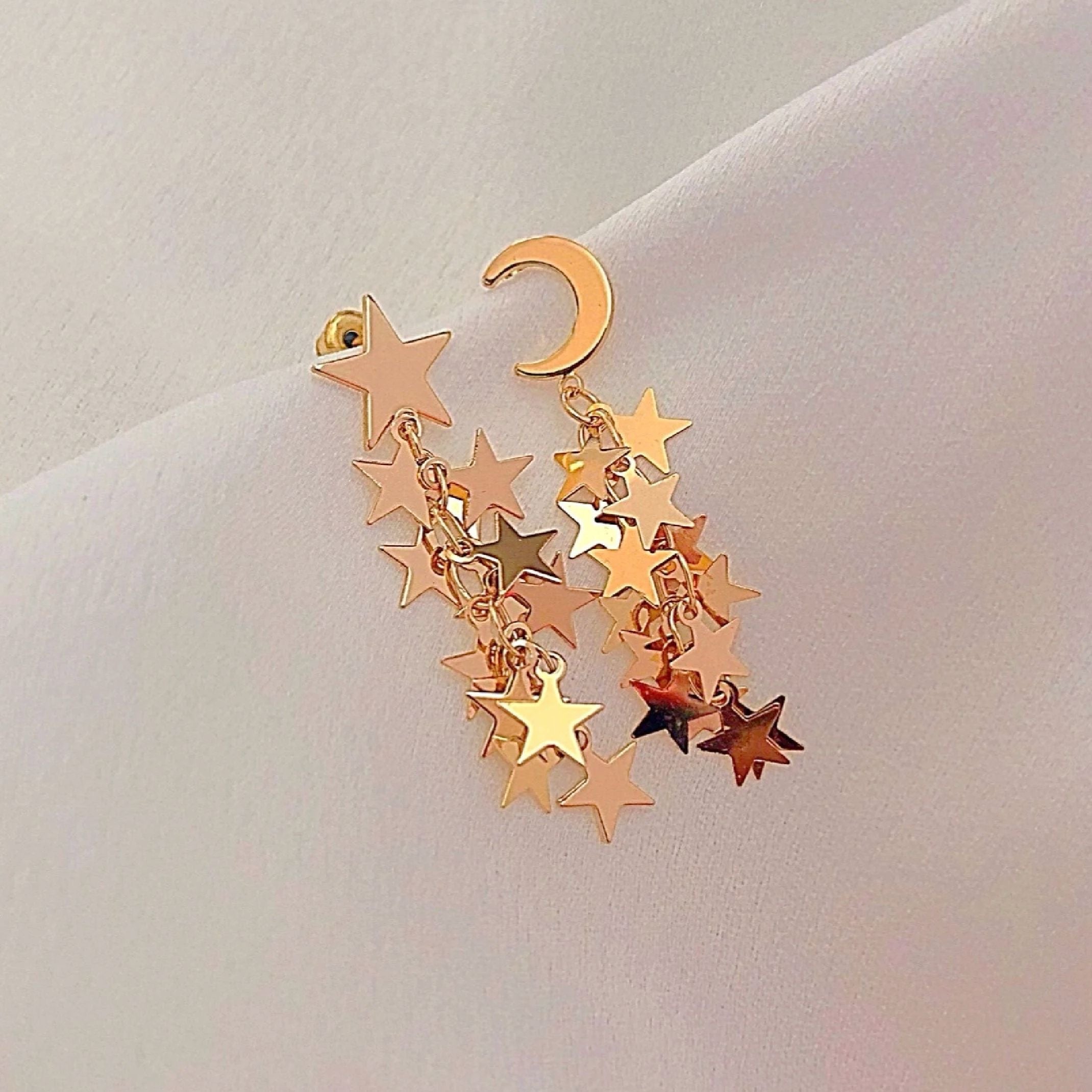 Rose gold moon and star earrings 