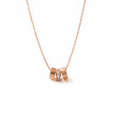 Rose Gold Crystal & Roman Numeral Ring Charm Necklace