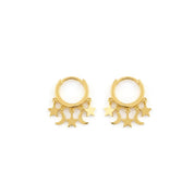 Pair of gold star and crescent moon charm huggie earrings 