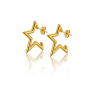 18ct Gold Plated Statement Star Stud Earrings