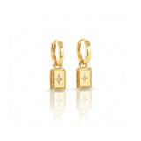 18ct Gold Plated Rectangle & Crystal Star Huggie Earrings