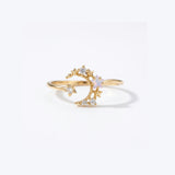 18ct Gold Plated Moon & Crystal Star Ring – Adjustable