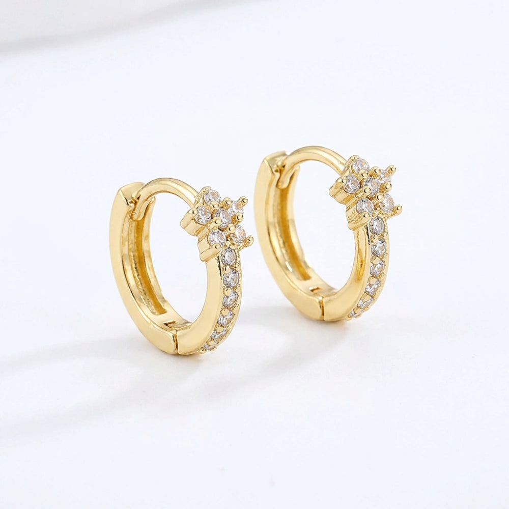 Petite 18ct Gold-Plated Czech Crystal Star Huggie Earrings