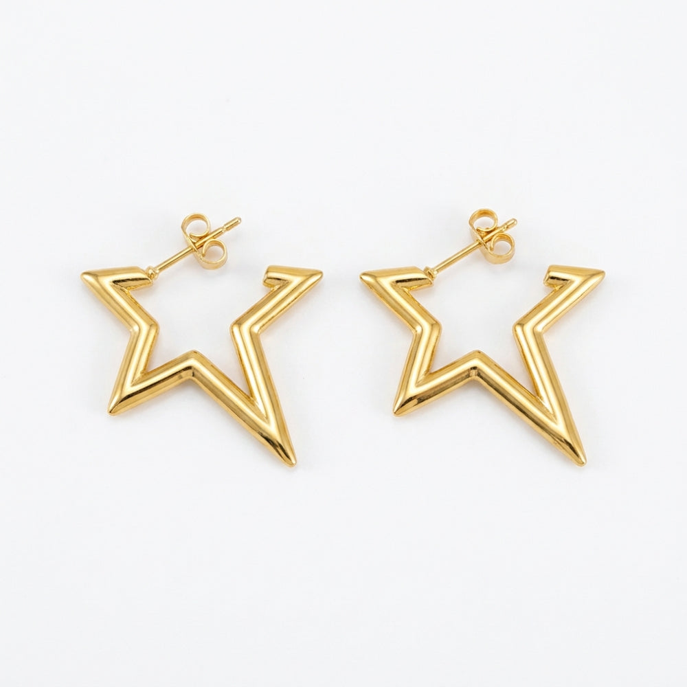 18ct Gold Plated Statement Star Stud Earrings